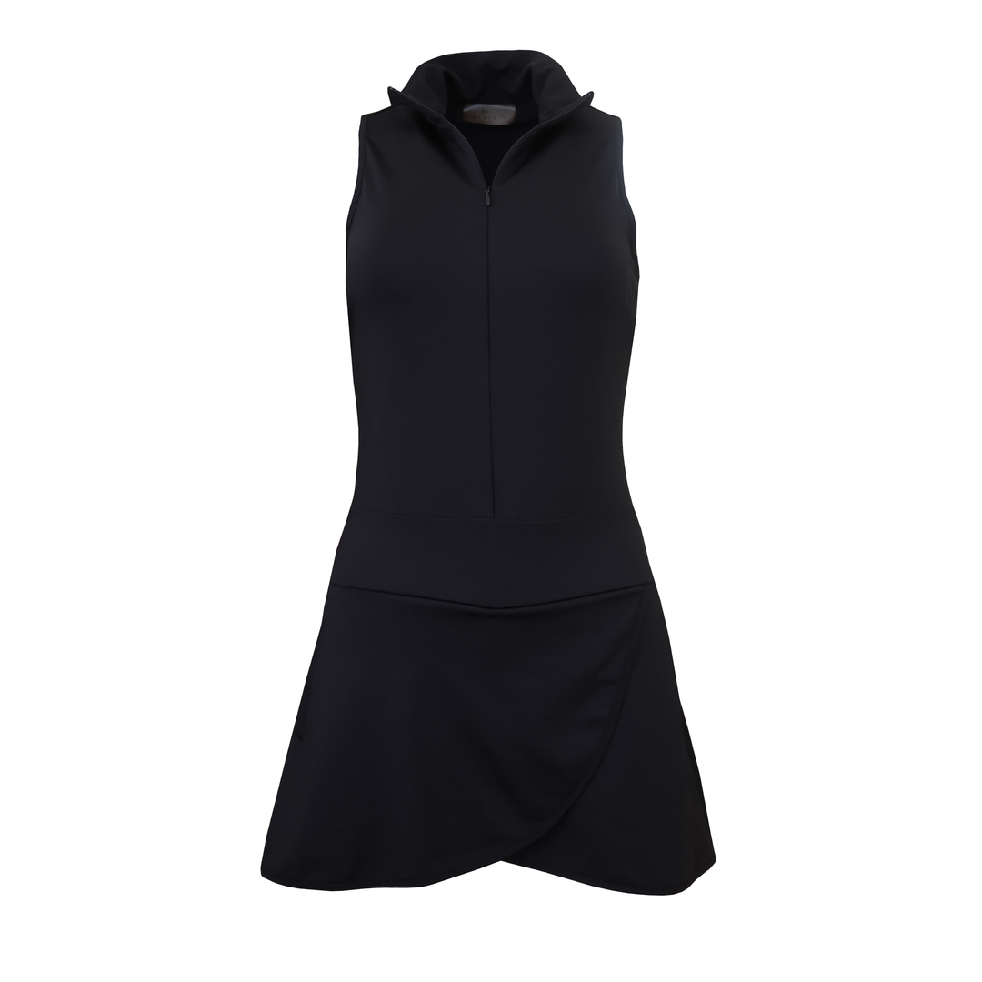 Olaya Sport: Mock Neck Racerback Golf Dress Black. Women's Golf Clothes