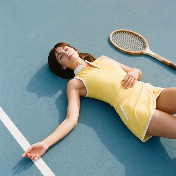 Mock Neck Racerback Dress - Lemon