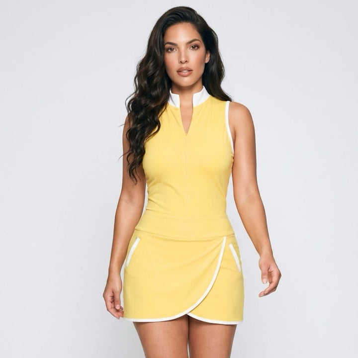 Mock Neck Racerback Dress - Lemon