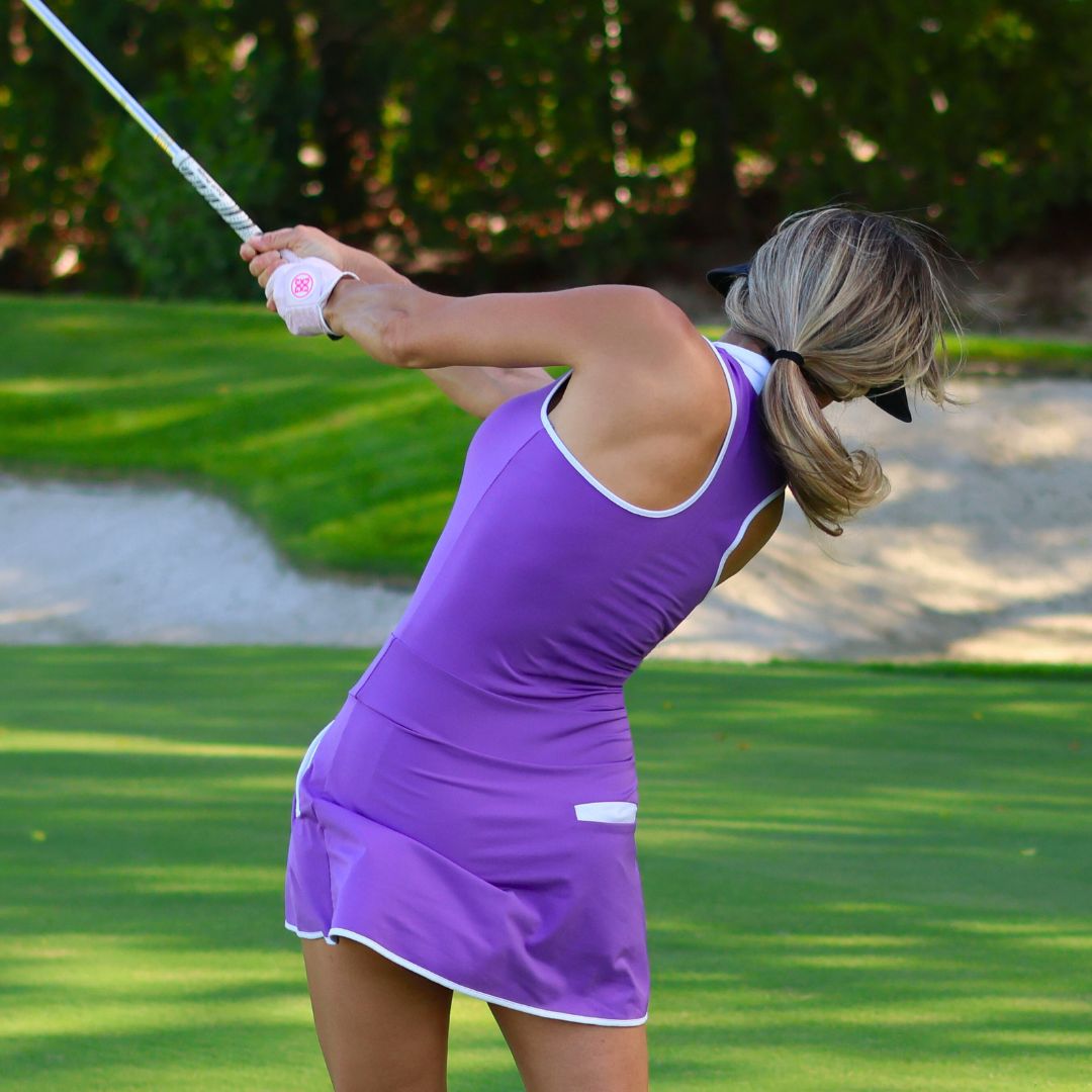 Mock Neck Racerback Dress - Purple